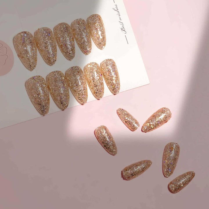 Sparkly Long Press-On Nails Kalsten