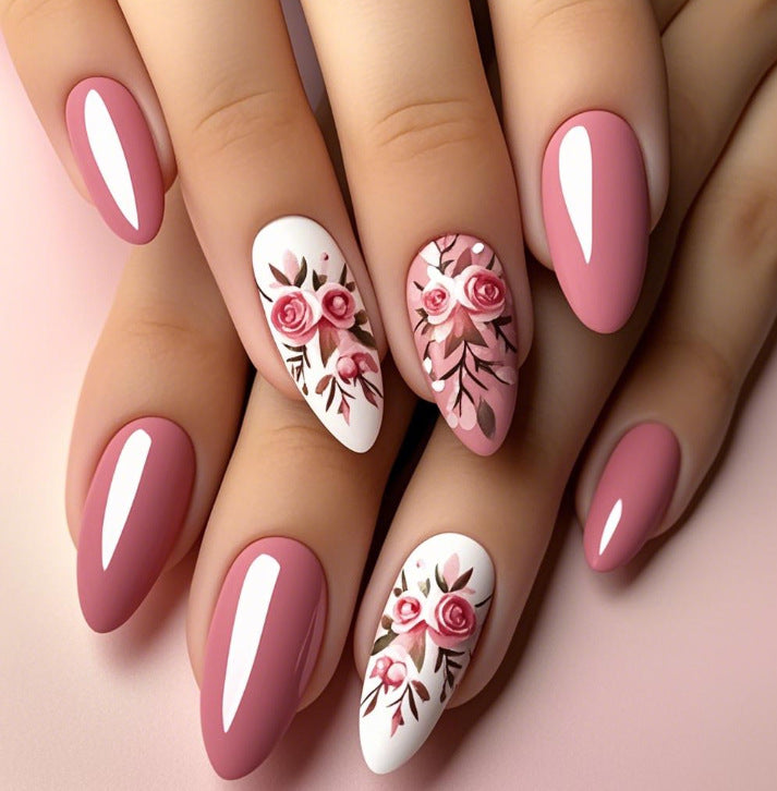 Floral Articulated Acrylic Nail Extensions Kalsten
