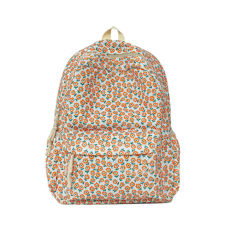 Floral Print Multi-Pocket Backpack