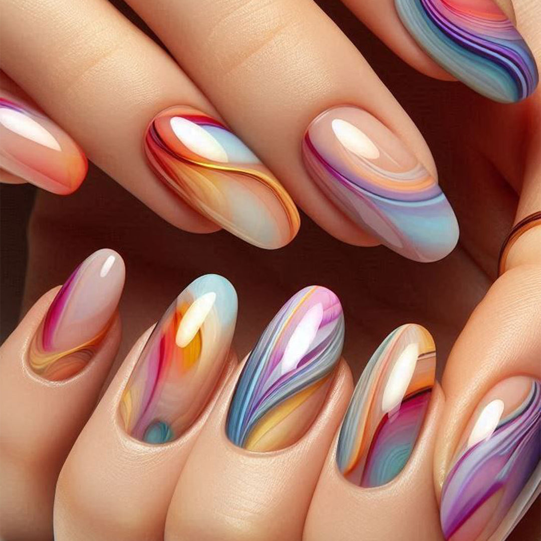 Artistic Swirl Design Press-On Nails Kalsten