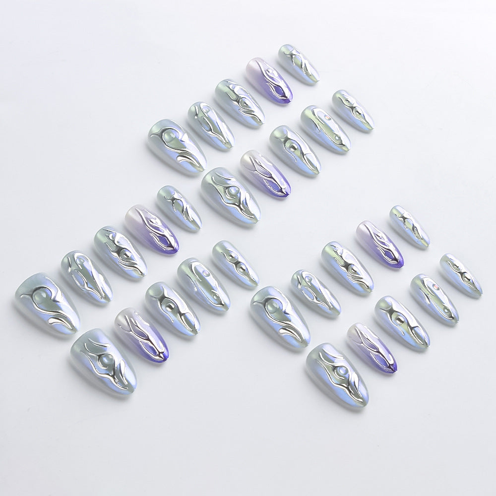 Artistic Press-On Nails with 3D Design Kalsten
