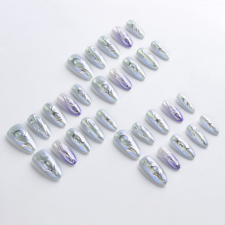 Artistic Press-On Nails with 3D Design Kalsten