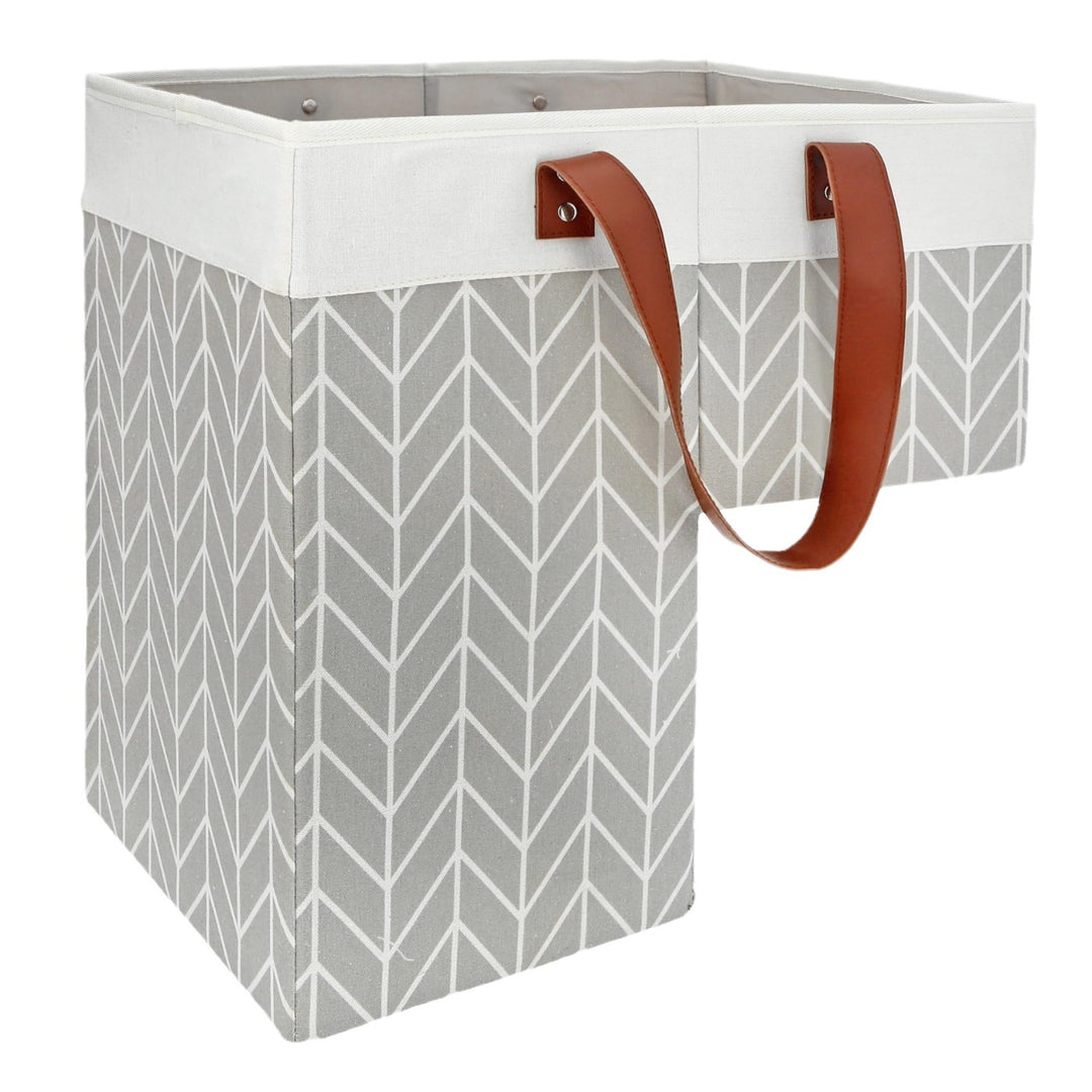 Collapsible Storage Basket with Leather Handles Kalsten