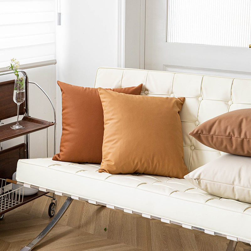 Square Textured Linen-Feel Decorative Throw Pillow Cover with Hidden Zipper