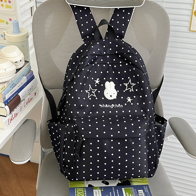 Playful Polka Dot Bunny-Themed Backpack Kalsten
