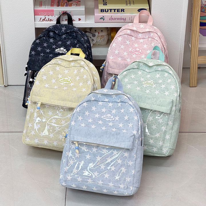 Transparent Window Star-Print Backpack Kalsten