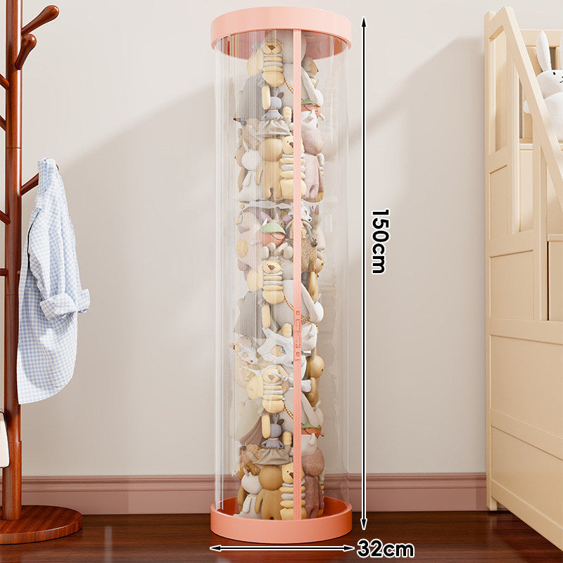Vertical Transparent Plush Toy Storage Cylinder Organizer