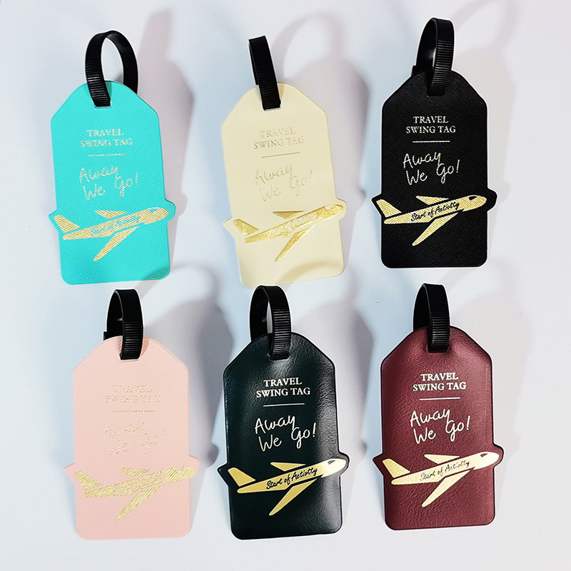 premium travel luggage tag with embossed airplane motif Kalsten