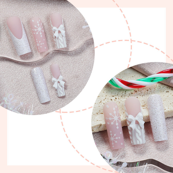 Artificial nail set with luxurious glitter and floral accents Kalsten