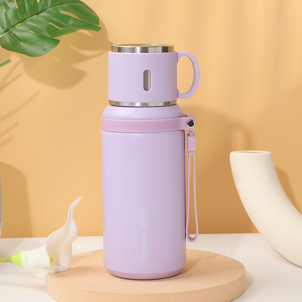 Women's insulated stainless steel drinking bottle with foldable cup Kalsten