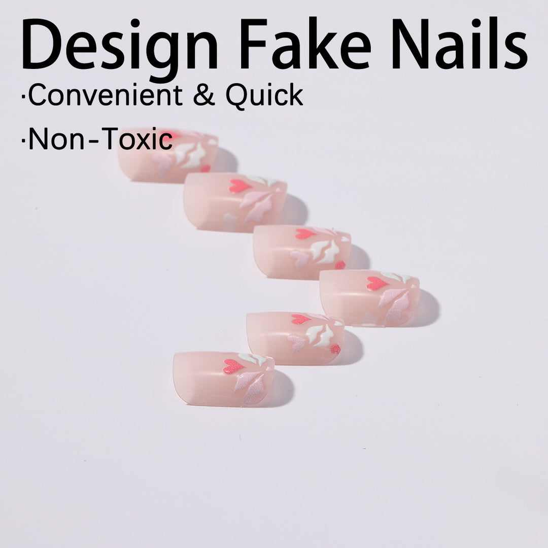 Nail art set with romantic heart and floral designs Kalsten