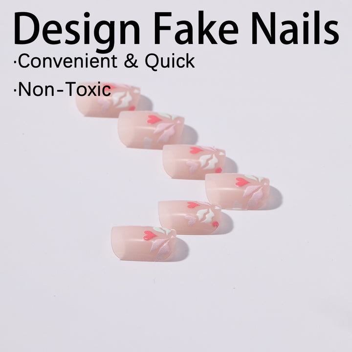 Nail art set with romantic heart and floral designs Kalsten