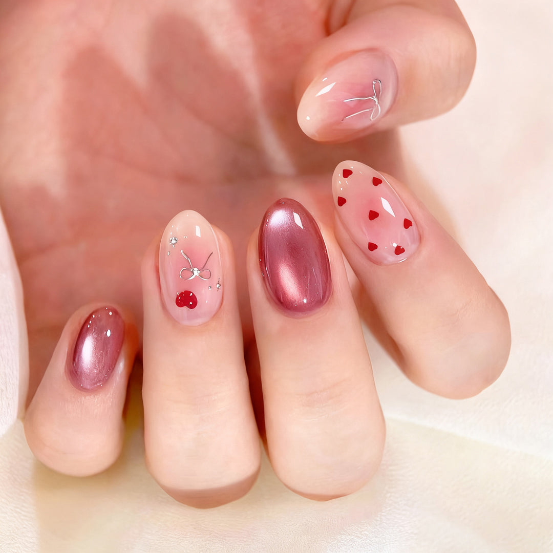 Heart-Themed Artistic Press-On Nail Set Kalsten