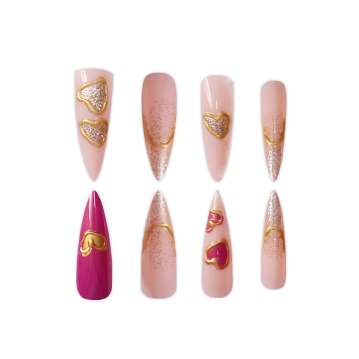 Heart-Shaped Decorative Press-On Nails Kalsten