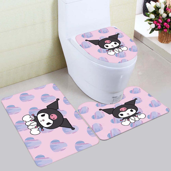 Floral Bunny-Themed Bath Mat Set
