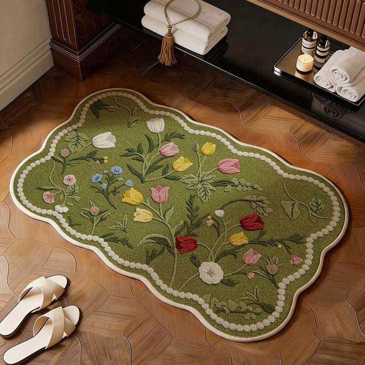 Decorative Floral Bath Mat Kalsten