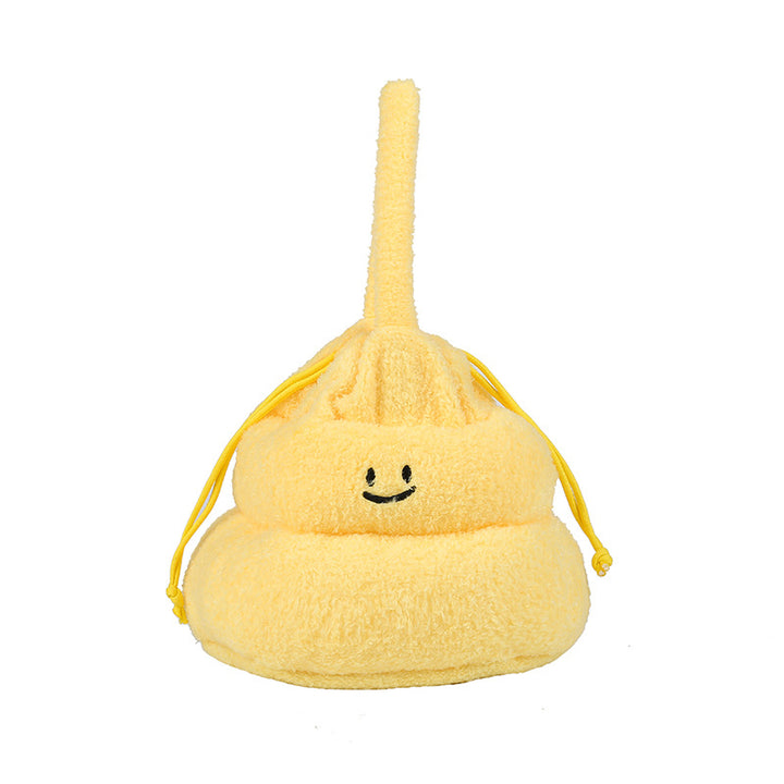Plush Smiley Face Drawstring Pouch