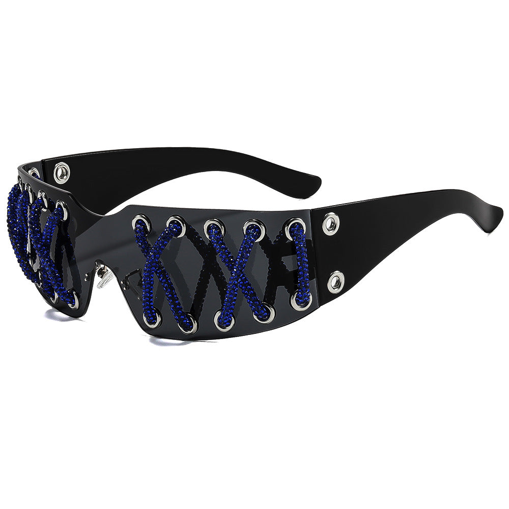 Women futuristic design sunglasses with unique decor Kalsten