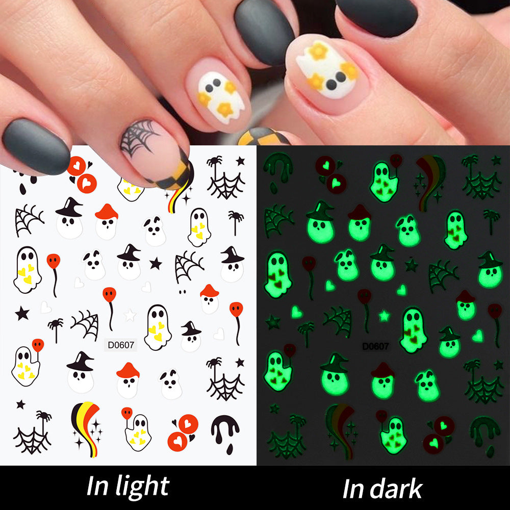 Glow-in-the-Dark Ghost Nail Art Sticker Set