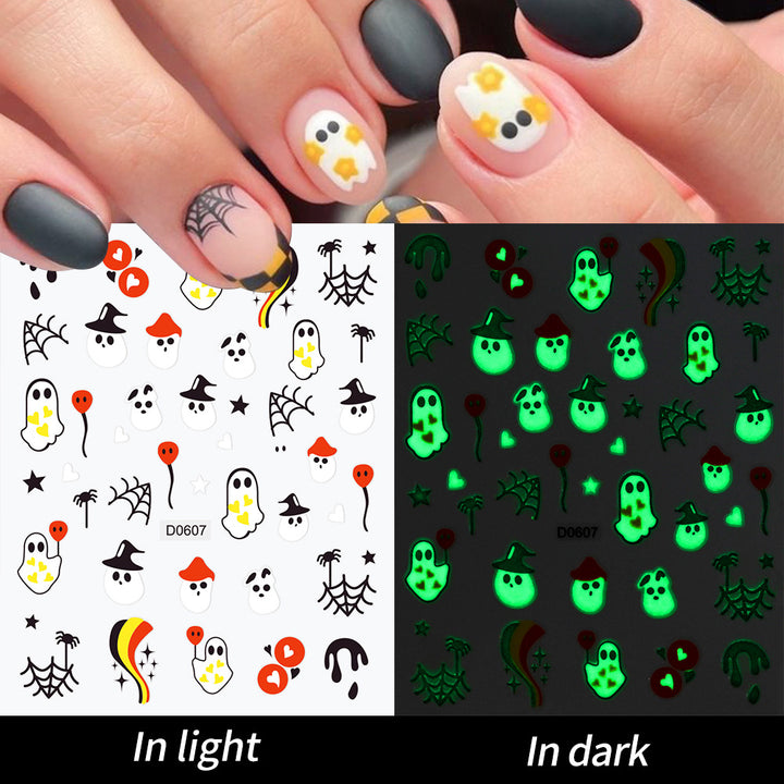 Glow-in-the-Dark Ghost Nail Art Sticker Set