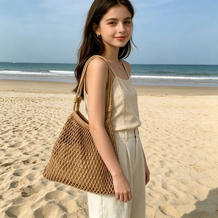 Mesh Beach Tote with Adjustable Drawstring Kalsten