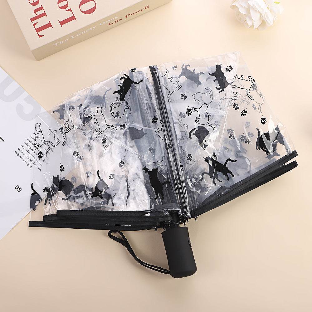 Women's Foldable Umbrella with Transparent Design and Animal Patterns Kalsten