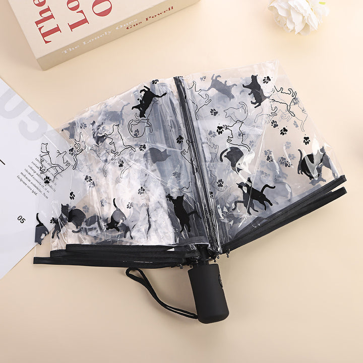 Women's Foldable Umbrella with Transparent Design and Animal Patterns Kalsten