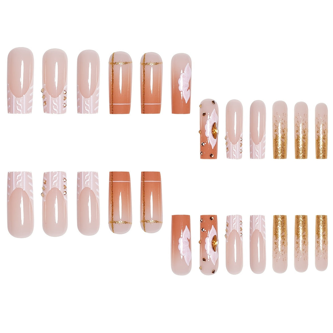 Glamorous Floral Embellished Press-On Nail Art Kalsten