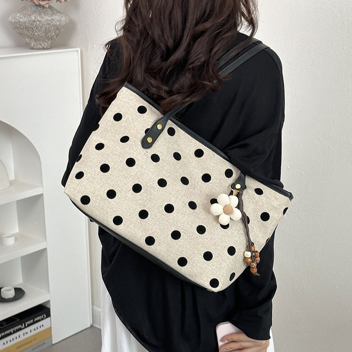 Stylish Polka Dot Canvas Tote Bag