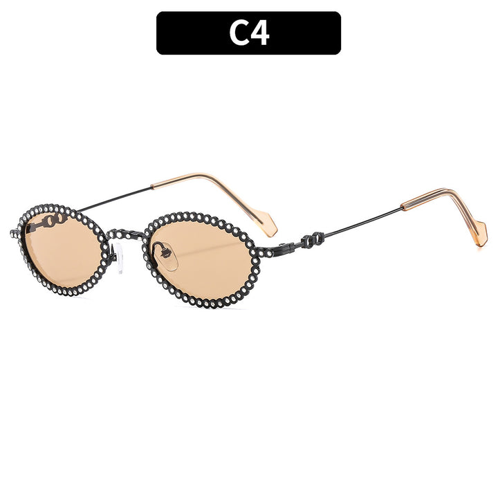 Ornate Oval Frame Sunglasses