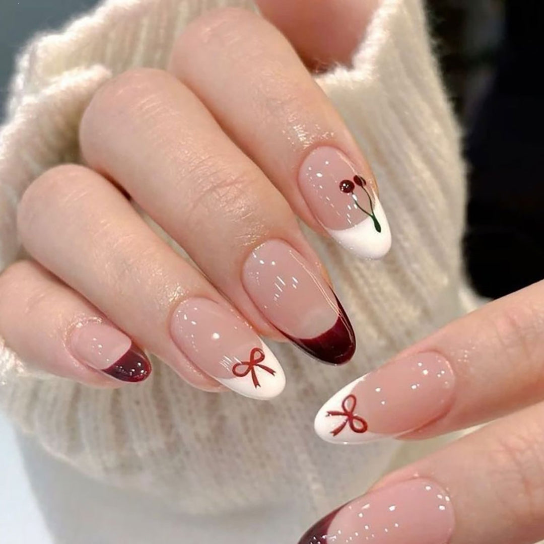 Floral Accent Press-On Nail Art Design