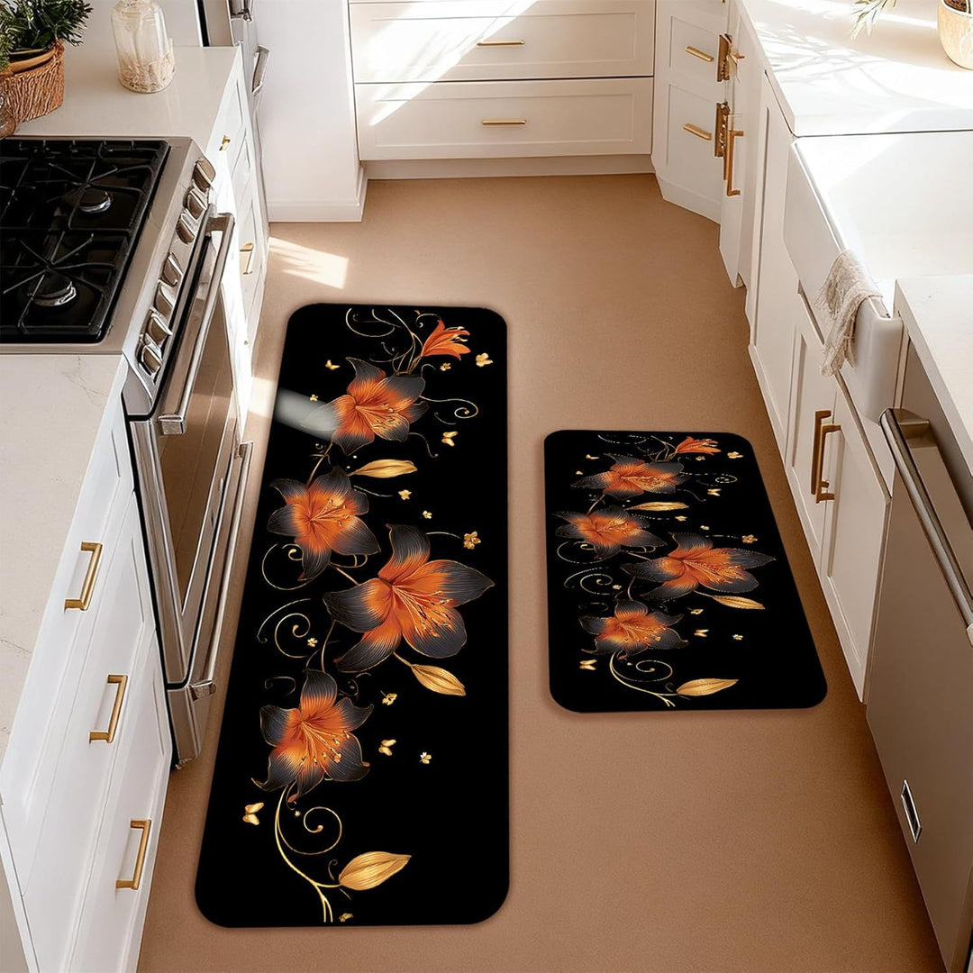 Colorful Floral Pattern Kitchen Mat Set
