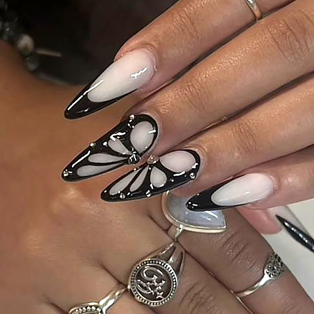 Artistic Butterfly-Inspired Stiletto Press-On Nails Kalsten