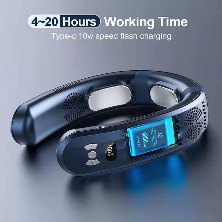 Unisex one size hands-free portable neck cooling fan with LED display and adjustable airflow Kalsten