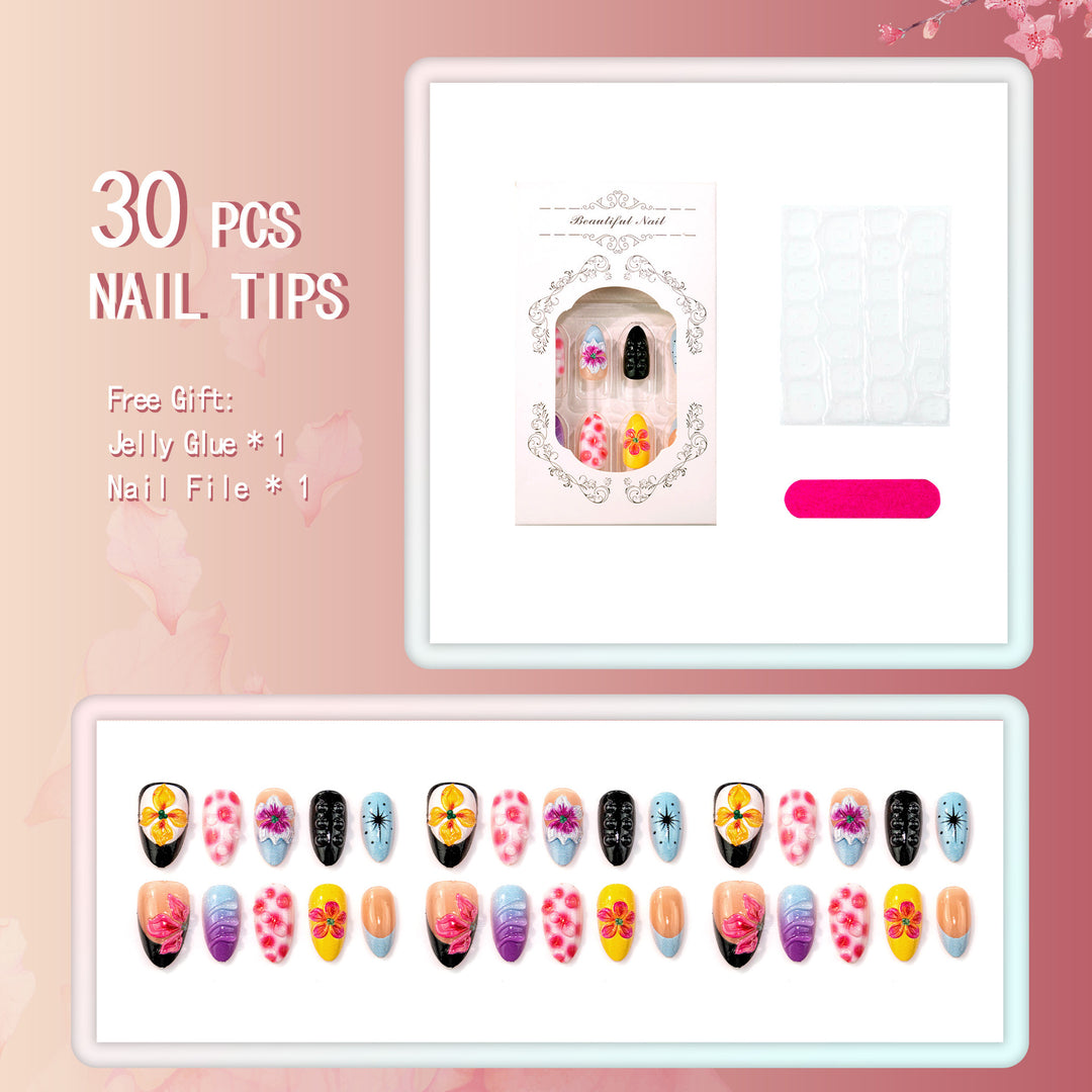 Artistic Floral-Designed Press-On Nail Collection