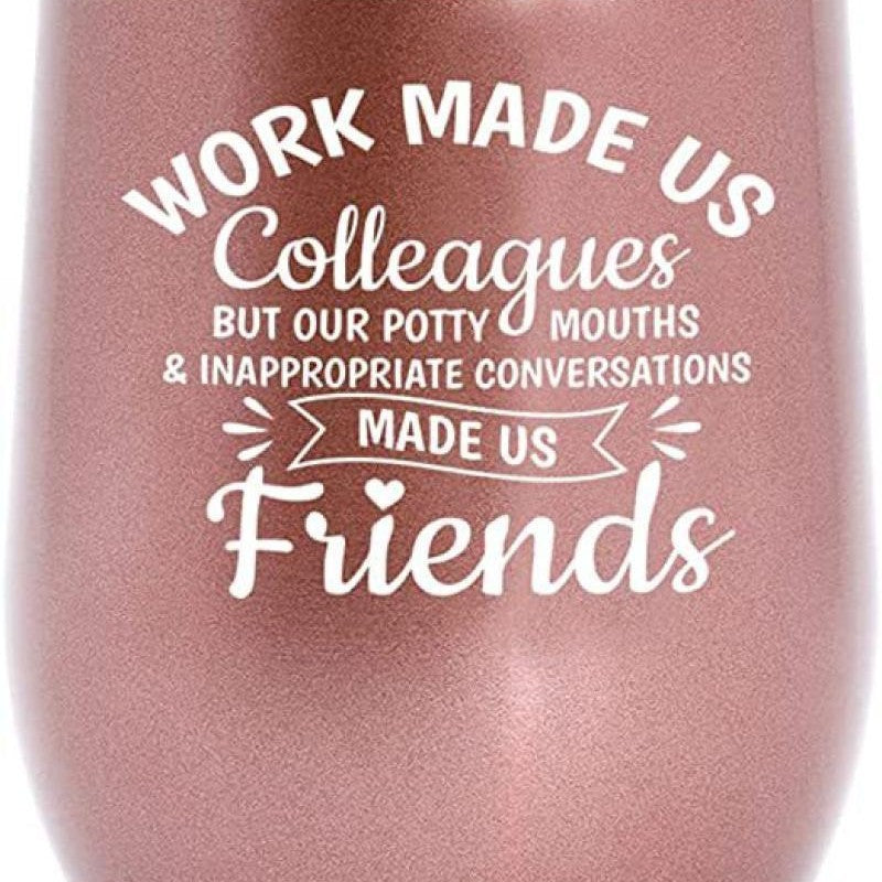 Insulated Stainless Steel Stemless Wine Tumbler With Witty Coworker Quote Laser-Engraved