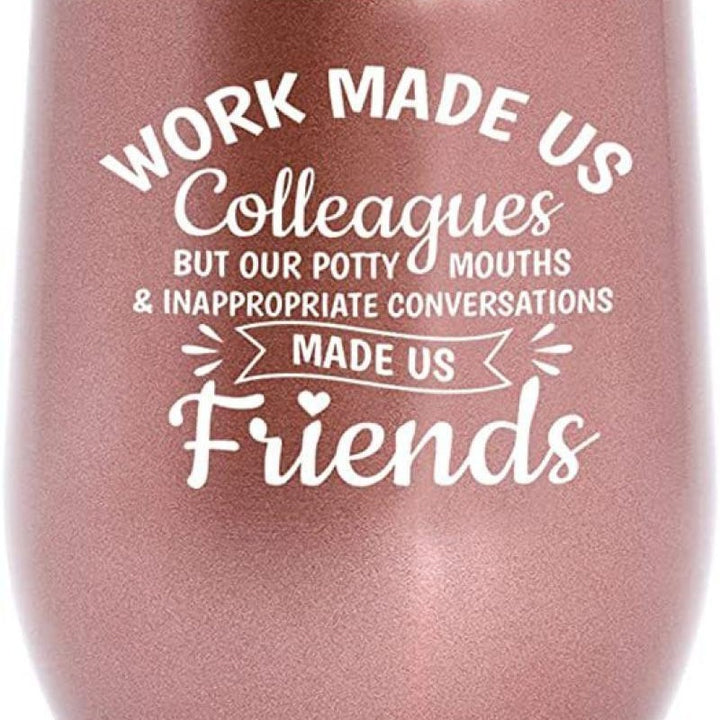 Insulated Stainless Steel Stemless Wine Tumbler With Witty Coworker Quote Laser-Engraved