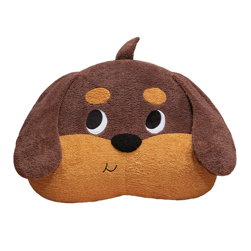 Large soft plush dog pillow as a back and decorative pillow