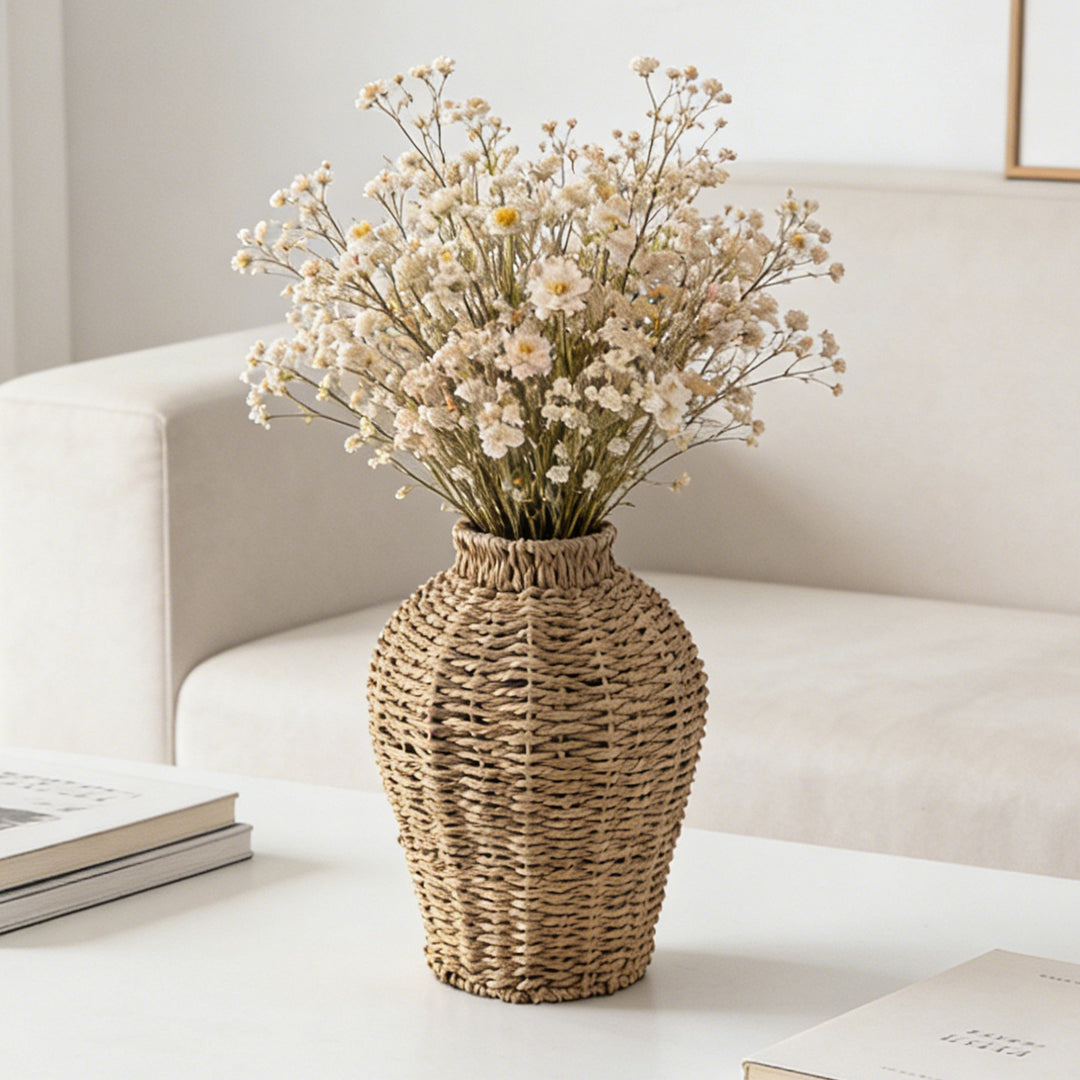 Decorative basket vase made of woven natural material Kalsten