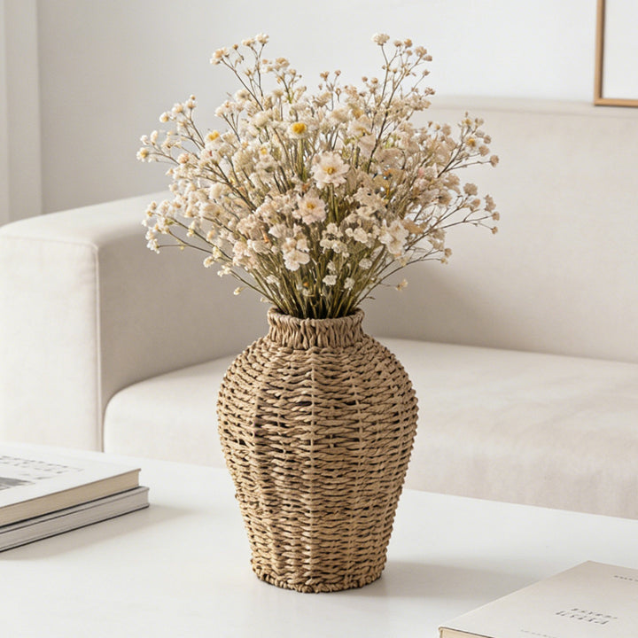 Decorative basket vase made of woven natural material Kalsten