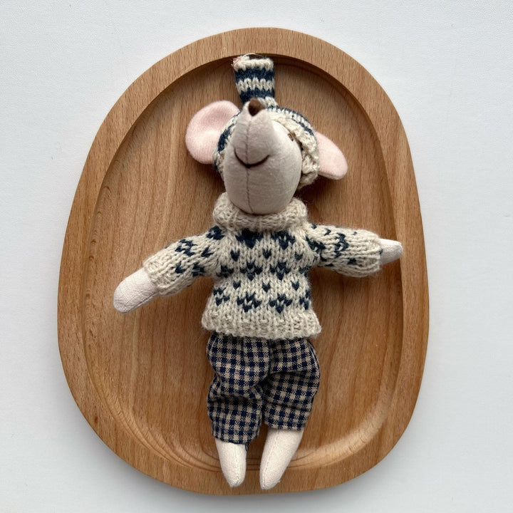 Handcrafted Organic Cotton Bunny Doll with Linen Jacket and Plaid Shorts