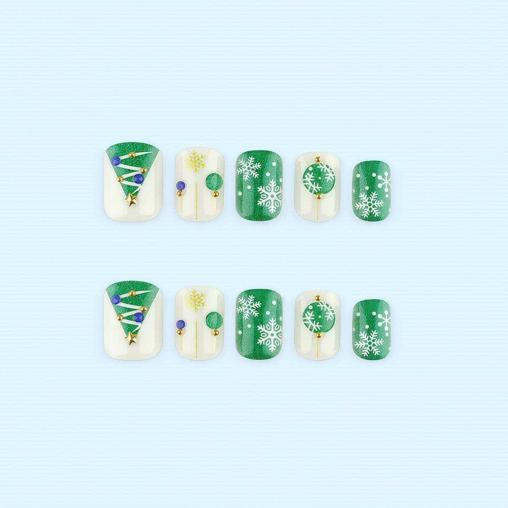 Artificial Nail Set with Festive Winter Design Kalsten
