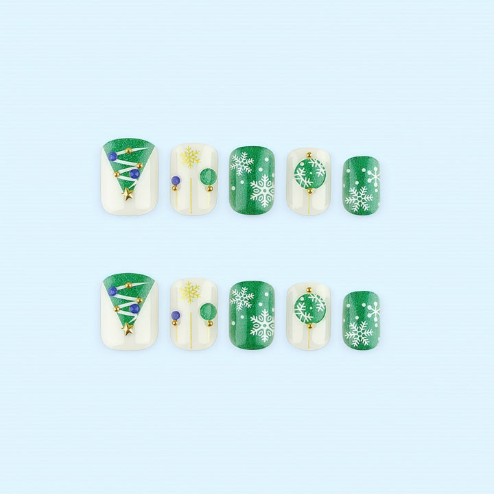 Artificial Nail Set with Festive Winter Design Kalsten