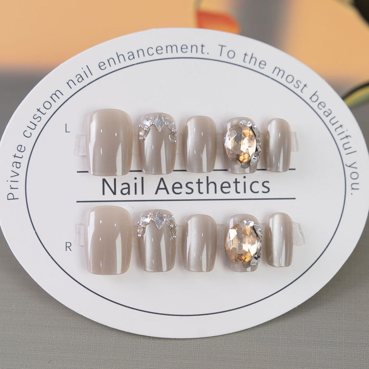 Decorative Nail Art with Rhinestone Accents