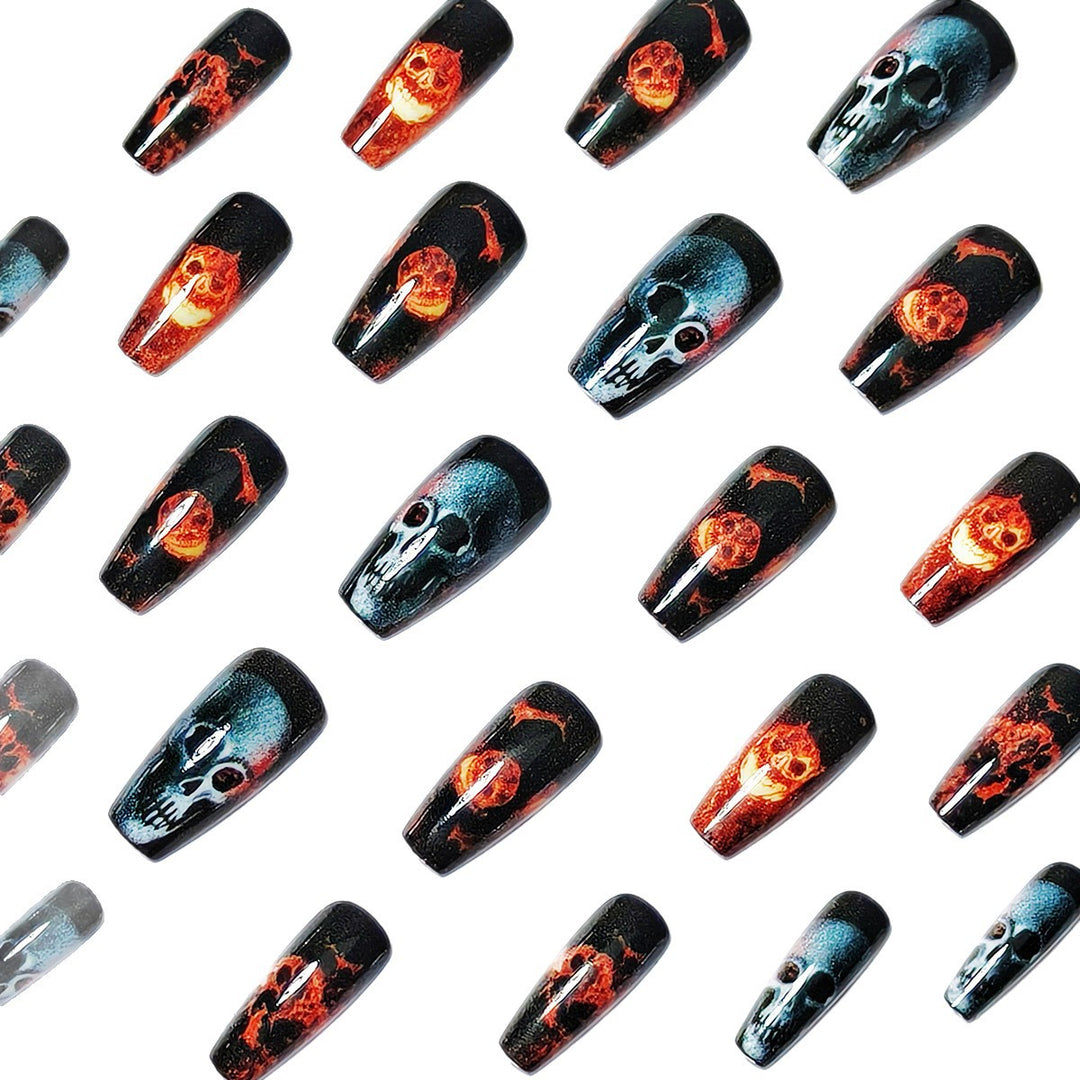 Artistic Skull & Flames Nail Art Designs Kalsten