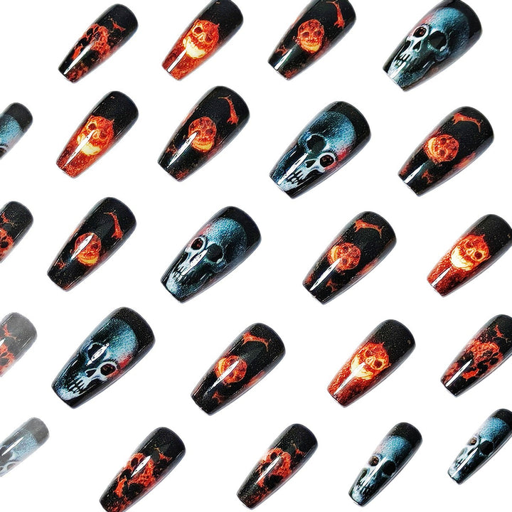 Artistic Skull & Flames Nail Art Designs Kalsten