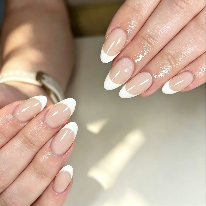 Glossy French Tip Press-On Nails
