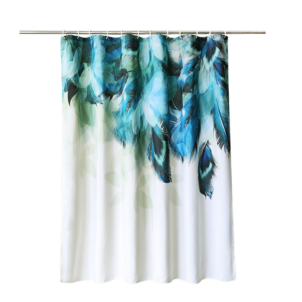 Artistic Feather Print Shower Curtain Kalsten