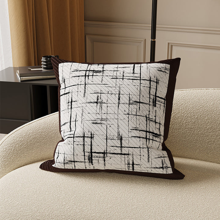 Textured Abstract Brushstroke Cotton-Linen Square Throw Pillow Cover with Hidden Zipper