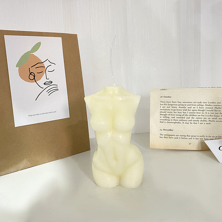 Hand-Poured Pregnant Torso Sculptural Soy Wax Candle